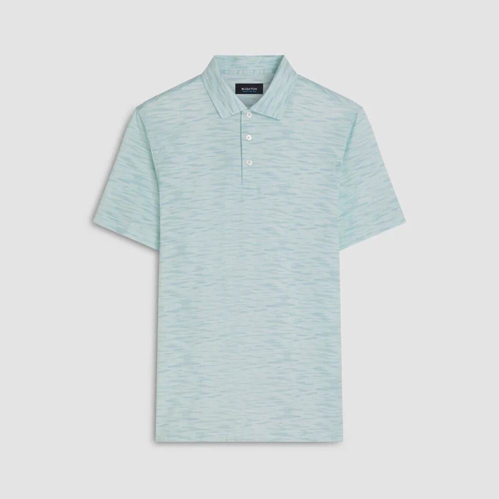 BUGATCHI Victor Striated Print OoohCotton® Polo XL Mint Green